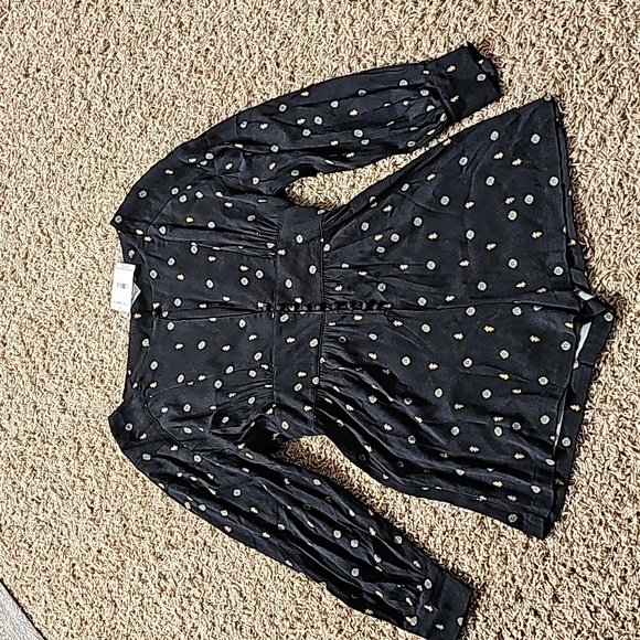 NWT Free People Love Grows Romper Keyhole Button-Down Playsuit Black Medium - Picture 5 of 7